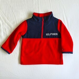 tommy hilfiger red fleece half zip popover sweatshirt 12 months baby